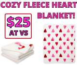 Cozy Fleece Heart Blanket! Major Savings!