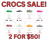 Crocs Flash Sale 2 For $50 Today Only!