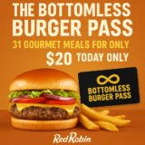 Red Robin Today Only Bottomless Burger Pass Only $20 GO GO GO!