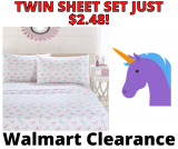 Your Zone Microfiber Rainbow Unicorn Sheet Set Walmart Clearance!