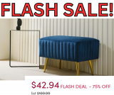 Cayley-Jade Upholstered Bench Flash Deal 75% Off!