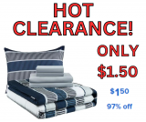Mainstays Blue Stripe 8 Piece Bed in a Bag Only $1.50!