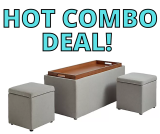 Storage Bench with Tray and 2 Ottomans HOT DEAL Online!
