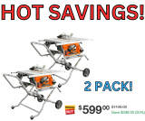 RIDGID Portable Pro Jobsite Table Saw (2-Pack) Huge Price Drop!