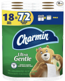 Charmin Toilet Paper Ultra Gentle 72 Regular Rolls Only $4!