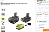 RYOBI ONE+ 18V Lithium-Ion Starter Kit OVER 60 PERCENT OFF!