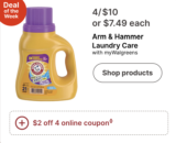 4 FOR $10 ON ARM AND HAMMER LAUNDRY CARE! PLUS ADDITIONAL $2 SAVINGS!