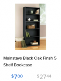 Mainstays Black Oak 5 Shelf Bookcase Only $7!