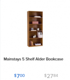 Mainstays 5 Shelf Alder Bookcase HOT $7 CLEARANCE!