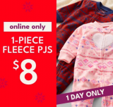 Carter’s 1-Piece Fleece Pajamas Only $8! Today Only!