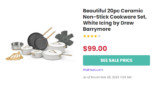 Walmart Cyber Monday – Beautiful 20pc Cookware Set, White Icing, by Drew Barrymore $99