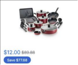 T-Fal 20pc Nonstick Cooking Set ONLY $12!!!