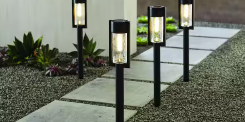 Solar Bollard Path Light Set with Vintage Bulb (4-Pack) ONLY A PENNY!