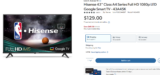 TODAY ONLY AT SAMS CLUB Hisense 43″ Class A4 Series Full HD 1080p LED Google Smart TV