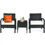 Costway 3PCS Patio Rattan Furniture Table & Chairs Set RUN DEAL!