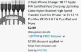 GO! 3 Pack Of 10′ iPhone Chargers Only $2 WAS $25!