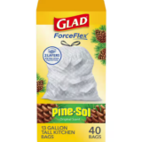 Glad 40ct Force Flex Trash Bags Only $1.80!