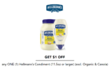 Brand New OTC (One Time Use Coupon) For any ONE (1) Hellmann’s Condiment