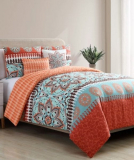 Glitch On Orange & Blue Floral 5 Piece Comforter Set On Zulily