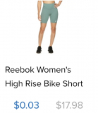 Reebok Womens Bike Shorts 3 CENTS!