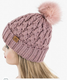 Woman’s Cable Knit Pompom Hat Only $10!