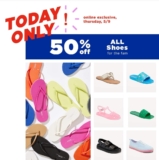 Today Only-Online Only 50% Off SHOES!