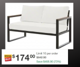 Hampton Bay Outdoor Patio Loveseat with Cushions 73% Off
