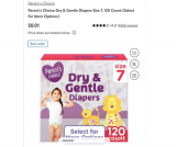Parent’s Choice Dry & Gentle Diapers Only $0.01!