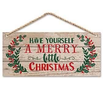 ACPOP Christmas Hanging Sign，Winter Decorative Wall Wood Signs， Indoor Outdoor Horizontal Sign...