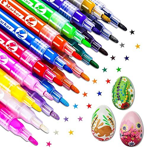 Acrylic Paint Marker Pens, JYUYNY 18 Colors Premium Waterproof Permanent Paint Art Marker Pen Set for Rock Painting, DIY Craft...