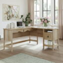 Adaline Cafe L-Shaped Desk with File Drawer, Orchard Oak Finish