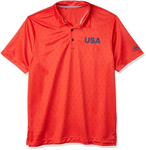 adidas Golf USA Golf Polo Shirt, Red/Dark Blue, Large