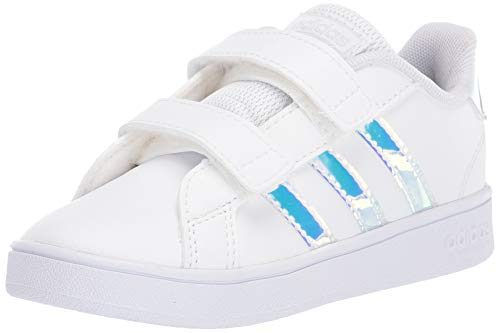 adidas Kids Grand Court Tennis Shoe, White/White/Dash Grey, 8 US Unisex Toddler