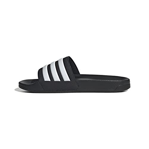 adidas Unisex Adilette Shower Slide Sandal, Black/White/Core Black, 12 US Men