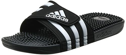 adidas unisex adult Adissage Slides Sandal, Black/White/Black, 5 Women 4 Men US
