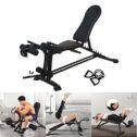 Adjustable Weight Bench with Elastic Ropes, Abdominal/Hyper Back Extension Bench, Utility Incline Decline Weight Lifting Workout Bench Home Gym, Full...