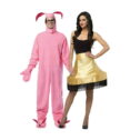 Adult Leg Lamp and Pink Bunny Costume Set