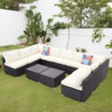 Ainfox 11 Pcs Outdoor Patio Furniture Sofa Set on Sale,Beige