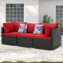 Ainfox 3 Pcs Outdoor Patio Furniture Sofa Set on Sale,Red