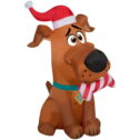 Airblown Inflatables 5 Foot Christmas Puppy SCOOB with Peppermint Bone WB