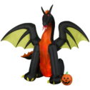 Airblown Inflatables 9FT Tall Animated Halloween Inflatable Dragon with Jack o' Lantern Pumpkin