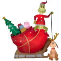 Airblown Inflatables Christmas 12 Foot Grinch and Max in Sleigh