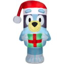 Airblown Inflatables Christmas Bluey with Santa Hat and Present Bluey