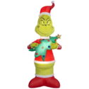 Airblown Inflatables Yard Decoration Grinch in Ugly Christmas Sweater Holding Tree Dr. Seuss,10.5 ft