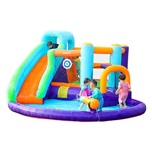 AirMyFun Bounce House,Water Bounce Slide House,Water Jumper Slide,Inflatable Water Park with Splash and Slide,Wet or Dry Bouncing Slide Combo with...