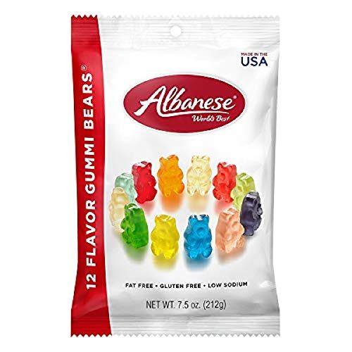 Albanese World's Best 12 Flavor Gummi Bears, 7.5oz Peg Bag (Pack of 12)