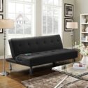 Alden Design Modern Fabric Convertible Futon with USB, Black