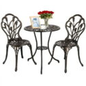 Alden Design Aluminum 3-Piece Bistro Set with Table & Chairs for Outdoors, Multiple Colors