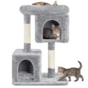 Alden Design Multilevel Small Space Cat Tree with Condos, Light Gray