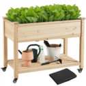 Alden Design Wood Raised Garden Bed Planter Box with Wheels for Outdoor/Indoor, Large